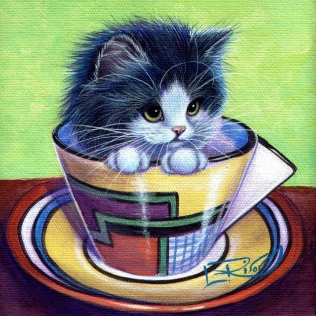 Оригинал - Схема вышивки «Котенок в чашке» - Автор «xa00p» - Авторы - Вышивка крестом